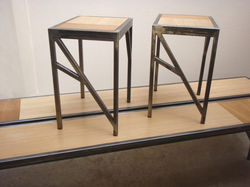 banc tabouret acier bois