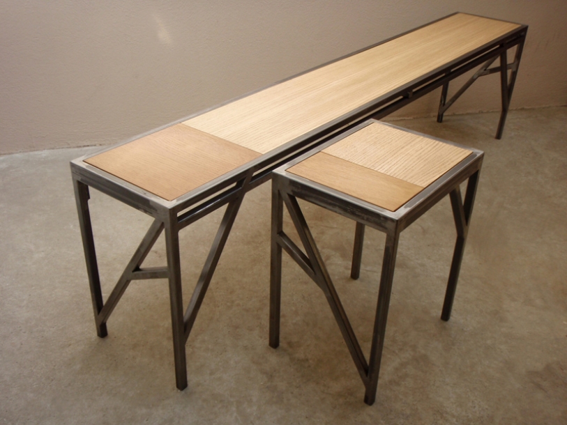 banc tabouret acier bois